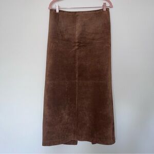Lauren Ralph Lauren 100% Leather Suede Midi Skirt Size 10